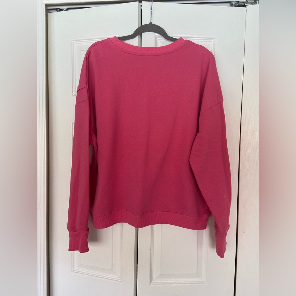Time and Tru Pink "Have a Holly Dolly Christmas" Holiday Sweatshirt - Picture 4 of 4